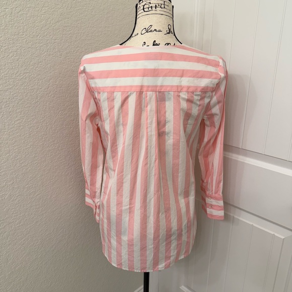 J. Crew Thomas Mason Pink and White Striped Shirt sz S - Picture 4 of 7